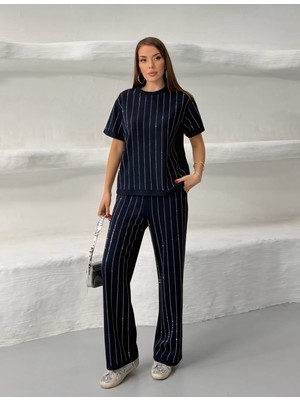 Arzu Has Butik Yeni Sezon Taş Detaylı Modal Kumaş Alt Üst Ikili Takım