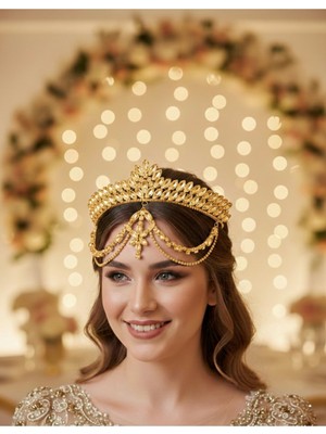 Özbience Şık Zirkon Taşlı Gelin Tacı, Bohem ve Özel Tasarım, Kına Aksesuarı