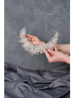 Özbience Kadın Çiçek Mineli Gelin Tacı Saç ve Türban Aksesuarı