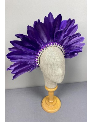 Özbience Mor Tüylü ve Taşlı Gelin Tacı, Şıklığınızın Zarif Tamamlayıcısı