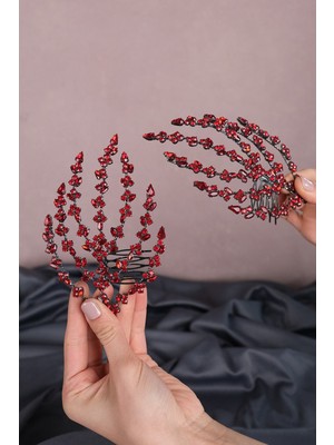 Özbience Şık Taşlı Çift Tarak Tokası, Gelin ve Kına Saç Aksesuarı