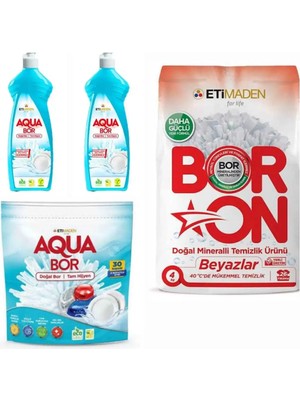 Boron Aquabor Doğal Mineralli Bulaşık Deterjanı +Bor Mineralli Beyazlar Için Çamaşır Deterjanı