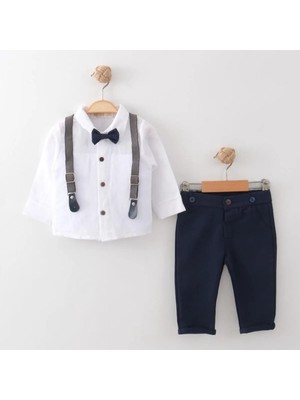 Askılı Papyonlu Gömlek Pantolon Takım - Lacivert - 18 - 24 Ay Lacivert