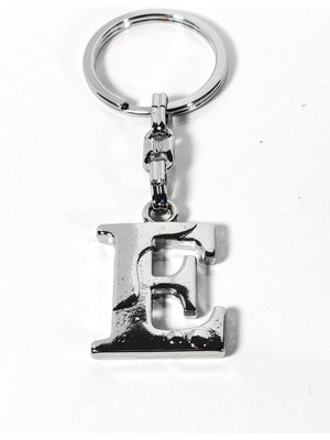 Moncuk Design E Harfi Gümüş Renk Metal Anahtarlık – Minimal ve Şık Harf Tasarımı