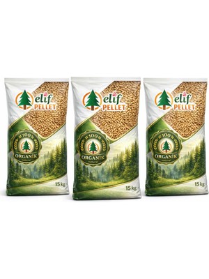 Omnipazar Elif Pellet %100 Doğal Çam Peleti Yakıtı 45 kg (3 x 15 Kg)