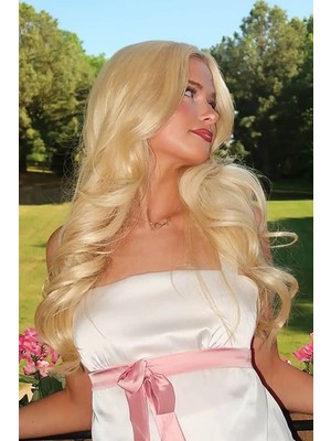 Özbience Isäya Dayanıklı Fiber Sentetik Dalgalı Saç, 60 Cm, Sarı Yarımay Çıtçıt