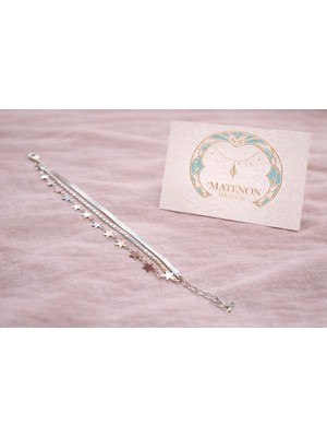 Matenon Design Gümüş Renk Yıldız Detaylı Çoklu Zincir Bileklik – Zarif ve Işıltılı Tasarım