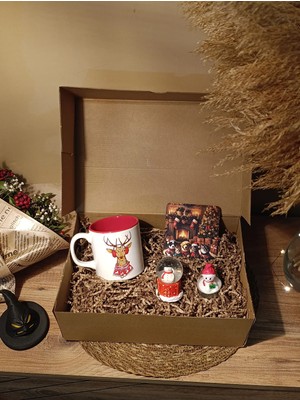 Paganca Yılbaşı Kutulu Hediye Seti - Kupa, Bardak Altlığı, Kar Küresi ve Mum ile Şık Sunum