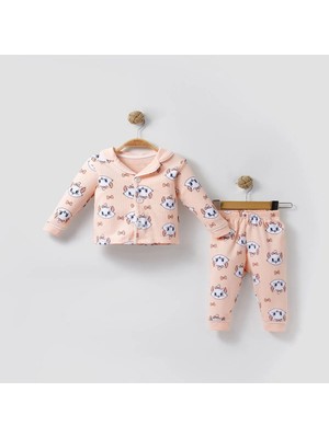 Kedi Baskılı Kız Bebek 2 Li Pijama Takım - Somon - 6 - 9 Ay Somon