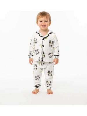 Panda Baskılı Pijama Takım - Ekru - 18 - 24 Ay Ekru