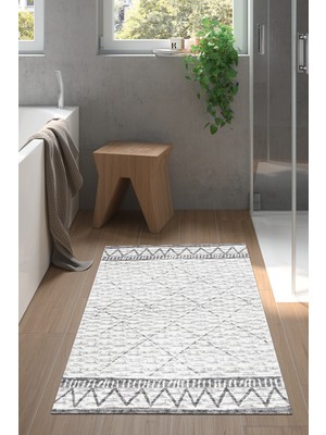 Özbience Kaymaz Tabanlı Modern Banyo Halısı F5081 Gri, Şık ve Kullanışlı Tasarım