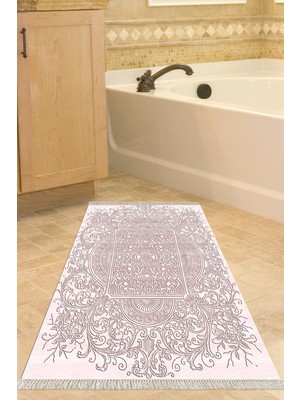 Özbience Eko Trend Djt Banyo Paspası Yıkanabilir Kaymaz Taban Pudra