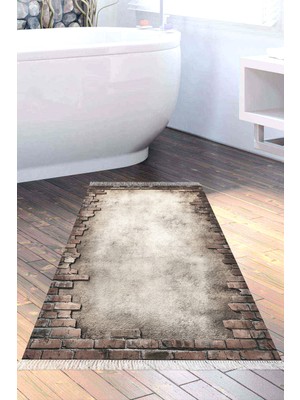 Özbience Modern Gri Yıkanabilir Kaymaz Banyo Paspası, Eko Trend Djt F5049