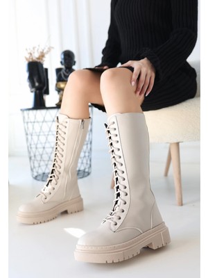 Hsc Bilişim Mennd Bej Cilt Bağcıklı Çizme