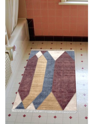 Özbience Yıkanabilir Kaymaz Taban Banyo Paspası, Modern Renkli, Eko Trend Djt S6506