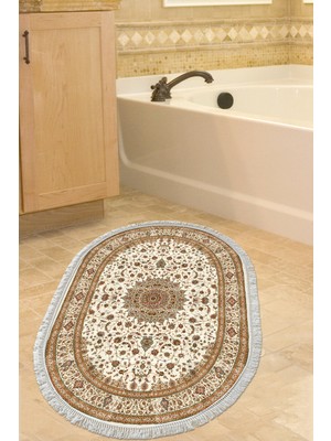 Özbience Yıkanabilir Kaymaz Taban Oval Banyo Paspası, Osmanlı Kahve Renk