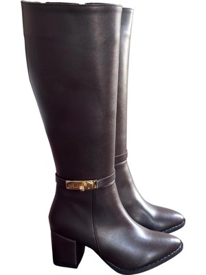 Hsc Bilişim Jeoli Kahverengi Cilt Topuklu Çizme