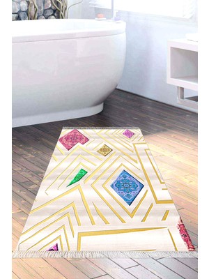 Özbience Eko Trend Djt Yıkanabilir Kaymaz Banyo Paspası Modern Renkli