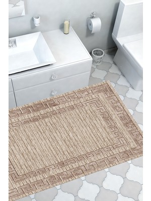Özbience Kaymaz Taban Modern Banyo Halısı Kahve F5036