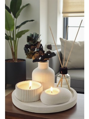 Özbience Şık 5'li Dekoratif Set: Vazo, Kokulu Mum, Tealight ve Oda Kokusu