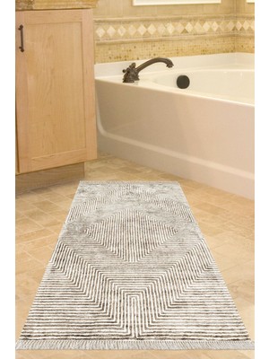 Özbience Yıkanabilir Kaymaz Tabanlı Modern Kahve Banyo Paspası