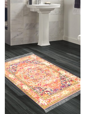 Özbience Yıkanabilir Kaymaz Tabanlı Eko Trend Banyo Paspası, Persian Turuncu