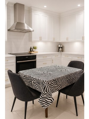 Özbience Şık ve Dayanıklı Zebra Desenli Mutfak Masa Örtüsü, Koruma ve Dekorasyon