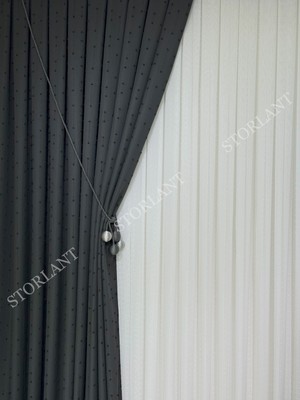 Özbience Koyu Gri Desenli Keten Fon Perde, Sık Pile, Aksesuar Hediye, Tek Kanat