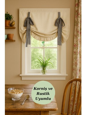 Özbience Ekose Detaylı Retro Fon Perde, Şık ve Doğal Dekorasyon Için Mükemmel Seçim