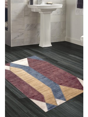 Özbience Renkli Kaymaz Tabanlı Modern Banyo Halısı S6506, Şık ve Güvenli Kullanım