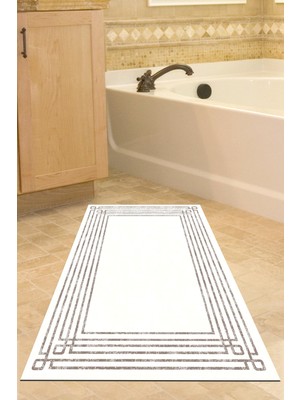 Özbience Kaymaz Taban Banyo Halısı Trend Modern Bej M5142