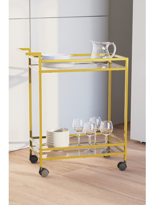 Özbience Çok Amaçlı Tekerlekli Yan Sehpa, Pratik ve Şık Sunum Arabası