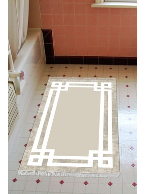 Özbience Yıkanabilir Kaymaz Tabanlı Eko Trend Djt Banyo Paspası, Modern Camel