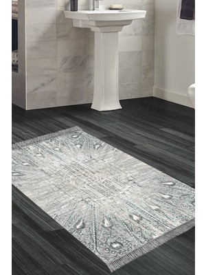 Özbience Modern Mavi Yıkanabilir Kaymaz Tabanlı Banyo Paspası, Şık ve Konforlu Kullanım