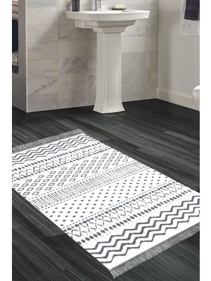 Özbience Yıldız Deri Kaymaz Taban Banyo Halısı Lacivert, Saçaklı, Şık ve Konforlu