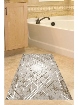 Özbience Kaymaz Taban Banyo Halısı Trend Modern Kahve M5003
