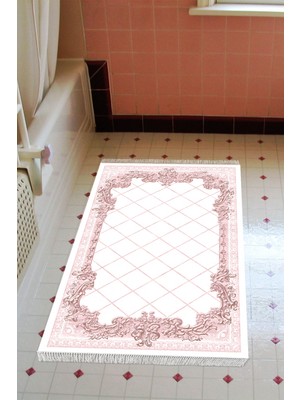 Özbience Yıkanabilir Kaymaz Taban Banyo Paspası, Modern Pudra Renk