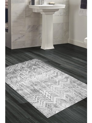 Özbience Kaymaz Taban Banyo Halısı Star Pamuk Iskandinav F5083 Antrasit