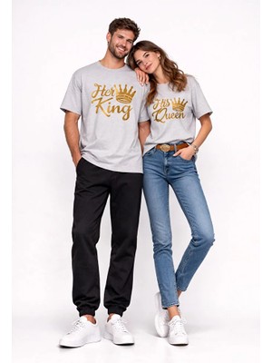 Nevermind King Queen Sevgili Kombini Oversize Çift Tişört Unisex Partner Kombin Uyumlu Çift Seti