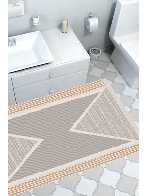 Özbience Kaymaz Taban Modern Banyo Halısı Trend P1526 Krem Renkli