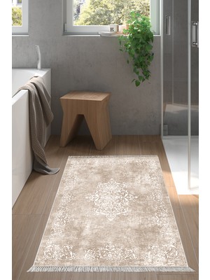 Özbience Yıkanabilir Kaymaz Tabanlı Banyo Paspası, Bej, Eko Trend Djt 616