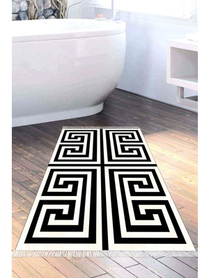 Özbience Yıkanabilir Kaymaz Taban Banyo Paspası, Modern Siyah Eko Trend Djt