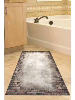 Özbience Kaymaz Taban Banyo Halısı Yıldız Desenli Modern Gri F5049