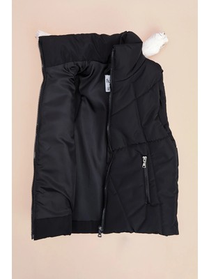 FullaModa Fermuarlı Dik Yaka Kız Çocuk Şişme Yelek