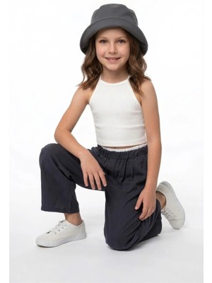 FullaModa Beli Garnili Tencel Kumaş Kız Çocuk Pantolon