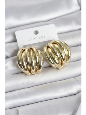 Moresun Buğz Pirinç Gold Renk Vintage Kadın Küpe