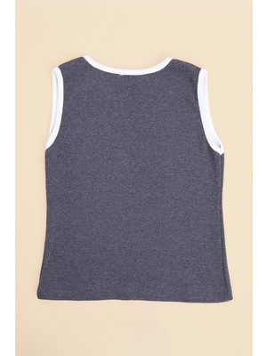 FullaModa Kalp Baskılı Fitilli Bisiklet Yaka Kız Çocuk Body