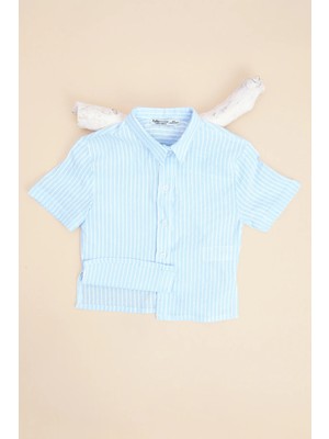 FullaModa Çizgili Düğmeli Kız Çocuk Gömlek