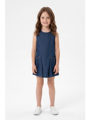 FullaModa Cepli Pileli Kız Çocuk Elbise