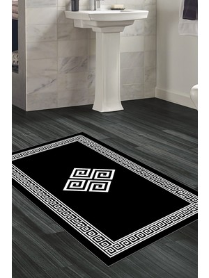 Özbience Kaymaz Taban Modern Banyo Halısı Siyah 656M, Şık ve Güvenli Kullanım